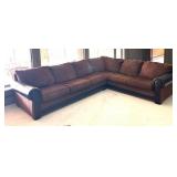 LLR - Sectional Sofa & Ottoman With Leather Accents