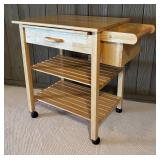 LLR - Rolling Wood Kitchen Cart With Drawer & Shelves