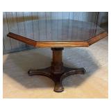 LLR - Vintage Burled Walnut Dining Table & 6 Chairs With Glass Top