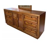 BR2 - Vintage Oak Dresser With Mirror Light Vintage Wear