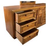 BR2 - Vintage Oak Dresser With Mirror Light Vintage Wear
