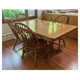K - Vintage Oak Dining Table & 5 Chairs
