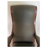 FR - Antique Victorian Mahogany Rocking Chair Olive Green Upholstery