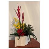 BR1 - Faux Floral Arrangement in White Planter