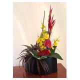 BR1 - Faux Floral Arrangement in Black Planter