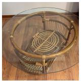 BR3 - Vintage Franco Albini Style Bentwood Rattan Coffee Table Glass Top