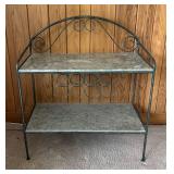 FR - Vintage French Country Style Marble Top Metal Shelf