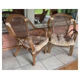 LP - Vintage Mid Century Rattan Caned Lounge Chairs (Lot of 2)