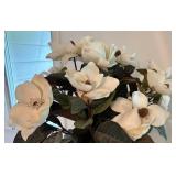 BR1 - Faux Floral Arrangement in Brass-Tone Planter
