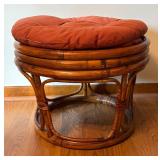 BR3 - Vintage Bamboo Ottoman With Cushion