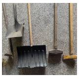 G - Garden Tools Mixed Lot Shovels, Hoes, Axe & More