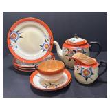 K - Vintage Floral Tea Set Teapot Cup Saucers Plates