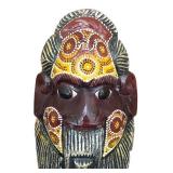 LR - Hand-Carved Wooden Decorative Mask Dot-Painted Tribal Style