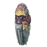 LR - Hand-Carved Wooden Decorative Mask Dot-Painted Tribal Style