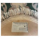LR - Vintage Hand-Tufted Oval Floral Rug Teal Fringe