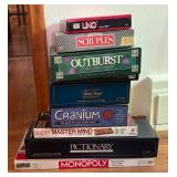 K - Vintage Board Game Mixed Lot Monopoly Pictionary Trivia Pursuit & UNO