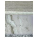 DR - Gorgeous Marble Pedestal Dining Table With 6 Tufted Chairs