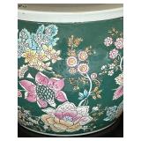 LR - Vintage Porcelain Fish Bowl Planter Floral Peony