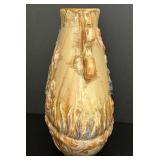 LR - Barbotine-Style Majolica Floral Ceramic Vase