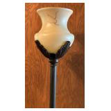 LR - Wrought Iron Torchiere Floor Lamp With Faux Marbled Shade- 70 in