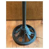 LR - Wrought Iron Torchiere Floor Lamp With Faux Marbled Shade- 70 in