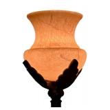 LR - Wrought Iron Torchiere Floor Lamp With Faux Marbled Shade- 70 in
