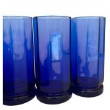 K - Vintage Cobalt Blue Anchor Hocking Essex Tumblers
