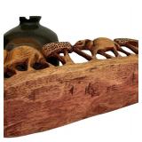 LR - Carved Wood Elephant Tray, Turtle Vase & Giraffe Tray Mixed Lot