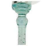 LR - Pair of Aqua Blue Glass Candle Holders