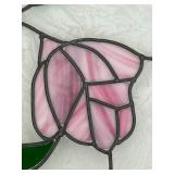 LR - Floral Stained Glass Round Suncatcher 18"