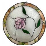 LR - Floral Stained Glass Round Suncatcher 18"