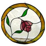 LR - Floral Stained Glass Round Suncatcher 18"