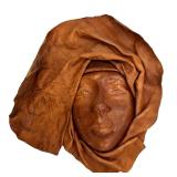 LR - Handmade Leather Wall Hanging Face Sculpture