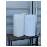 2 15 gallon empty plastic barrels