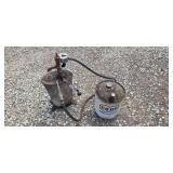 Vintage Oil Dispenser and Coop 5 gal oil can