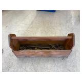 Large Vintage Wood Toolbox & Contents