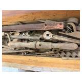 Large Vintage Wood Toolbox & Contents