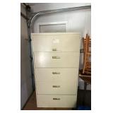 5-Drawer Metal Vertical File Cabinet Cream Office Storage Good