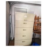 5-Drawer Metal Vertical File Cabinet Cream Office Storage Good
