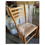Set of 3 Oak Ladderback Rush Seat Dining Chairs Farmhouse Style