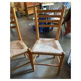 Set of 3 Oak Ladderback Rush Seat Dining Chairs Farmhouse Style