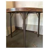 Round Dining Table with Leaf Faux Walnut Laminate Top 36in Good