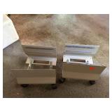 Pair Adjustable Rolling CPU Tower Stands Metal Computer Holders