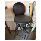 Pair of Black Metal Folding Bar Stools with Padded Seat Contemporary