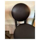 Pair of Black Metal Folding Bar Stools with Padded Seat Contemporary