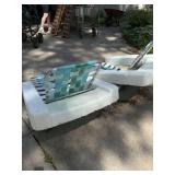 Vintage Floating Pool Lounge Chairs Aluminum Webbed Pair Good
