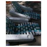Vintage Floating Pool Lounge Chairs Aluminum Webbed Pair Good