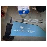 Medical Supplies: Drive Toilet Safety Rail, Crutches, Leg Wedge, Walking Boot Lot