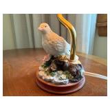 Bird Figural Table Lamp Porcelain Style Floral Shade 11in Working