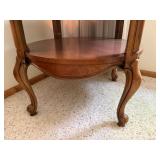 Round Wood Accent End Table w Shelf Cabriole Legs 28in Traditional